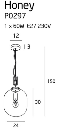 MAXLIGHT P0297 LAMPA WISZĄCA HONEY AMBER