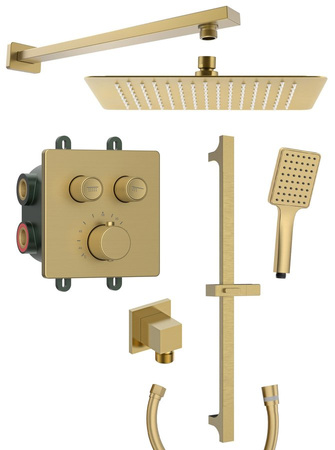 SMART SELECT zestaw prysznicowy podtynkowy z baterią termostatyczną, 2 wyjścia, przesuwny uchwyt prysznicowy, złoto mat