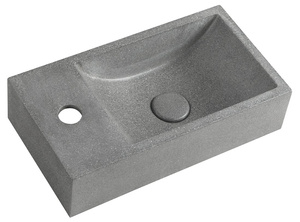 CREST L umywalka betonowa z korkiem, 40x22cm, czrany granit