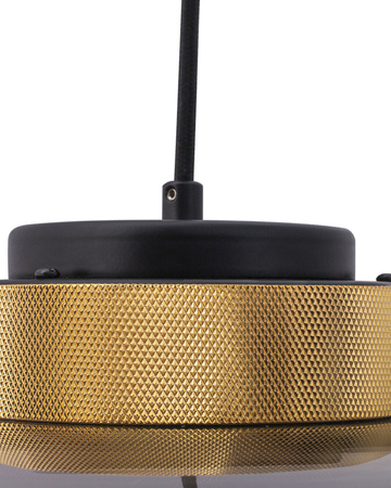 Lampa wisząca BOOM 25 cm - LED, klosz szary- metalizowany, wykonczenie złote