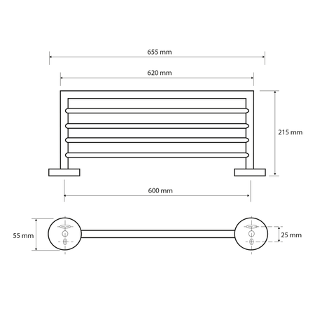 X-ROUND półka na ręczniki 600mm, chrom