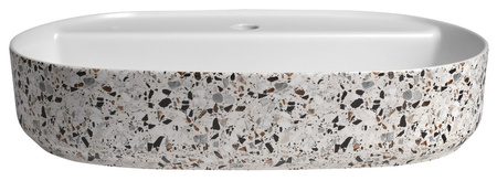 INFINITY OVAL umywalka ceramiczna nablatowa, 60x40cm, terrazzo