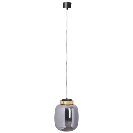 Lampa wisząca BOOM 25 cm - LED, klosz szary- metalizowany, wykonczenie złote