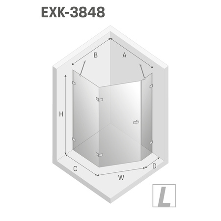 KABINA AVEXA GOLD SHINE PIĘCIOKĄTNA P 100x80x200 CZYSTE 6mm ACTIVE SHIELD