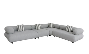 MaMaison sofa narożna ogrodowa ALEXANDER  4 szara (poduszki i pokrowiec w zestawie)