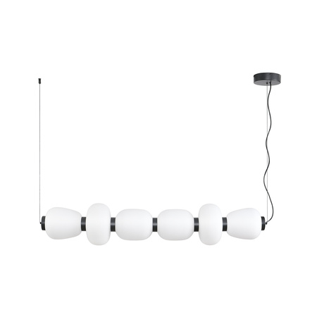Lampa wisząca BRILLA-6, 125 cm - LED, czarny stelaż, nieregularne białe kule