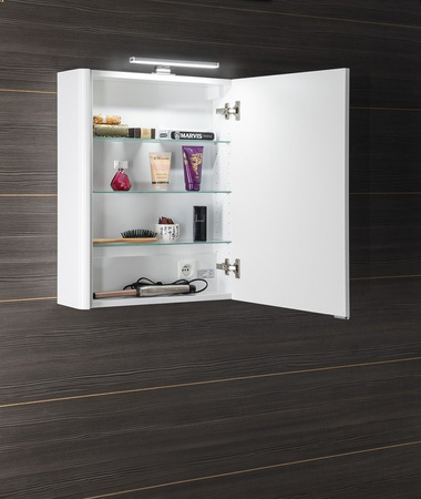 LUCIE szafka z lustrem z oświetleniem LED, 55x70x17cm, biała