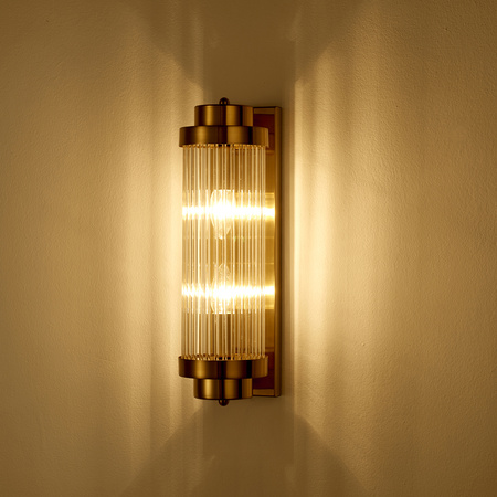 Lampa ścienna STELO 40 cm - kinkiet kryształowy LED, rama metalowa, złoty