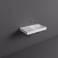 REMAL Umywalka podwieszana & nablatowa 81 X 46 cm L blat z lewej strony biały połysk