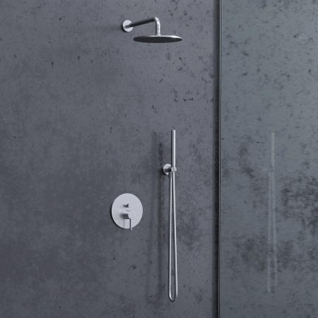 Y bateria prysznicowo-wannowa podtynkowa, nikiel szczotkowany