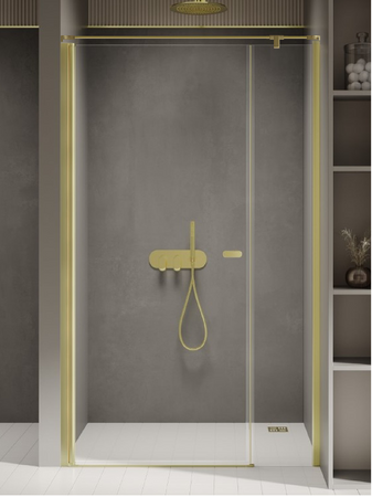 Drzwi wnękowe NEW SOLEO LIGHT GOLD 1D U 130x195 szkło czyste 6mm Active Shield 2.0 - wsp. równoległy