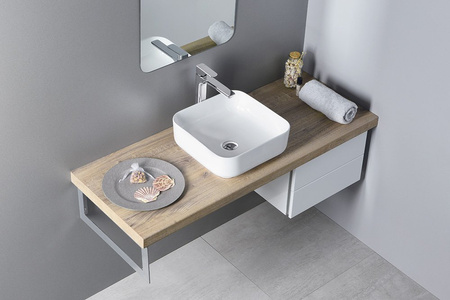 PRATA umywalka ceramiczna nablatowa 39,5x39,5 cm, biała