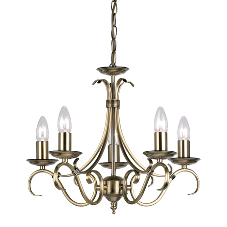 Bernice 5 Pendant Light Antique Brass