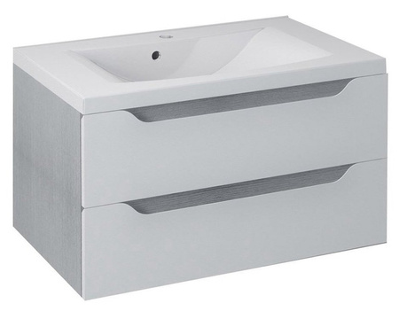 WAVE szafka umywalkowa 80x45x48cm, biała/dąb srebrny