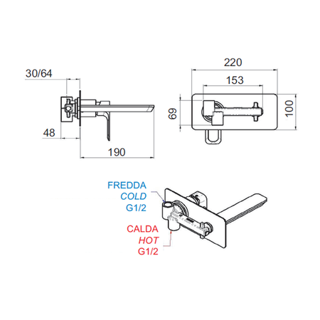 SPY bateria umywalkowa podtynkowa, złoto