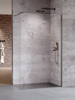 Kabina prysznicowa NESTA GUNMETAL BRUSHED WALK-IN U 130x200 szkło czyste 6mm Active Shield 2.0
