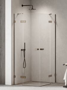 NZ2 Kabina prysznicowa OXIA GUNMETAL BRUSHED 2D 80x80x200 szkło czyste 8mm Active Shield 2.0