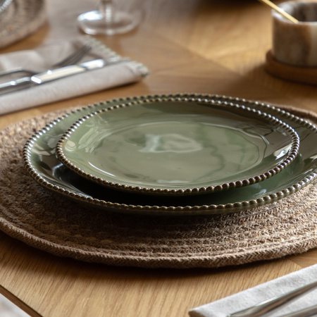 Organic Beaded Side Plate Olive (4pk) D220mm