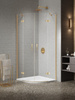 Kabina NESTA GOLD BRUSHED 2D półokrągła asymetryczna  80x90x200 czyste 6mm Active Shield 2.0