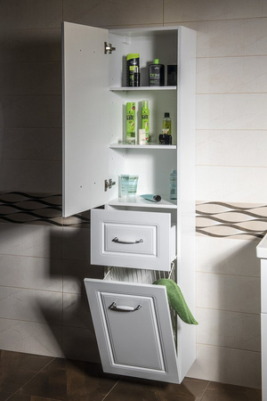 FAVOLO szafka wysoka z koszem na bieliznę 40x184x31cm, biały mat