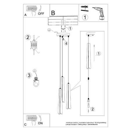 Lampa wisząca PRYSM 3P biała