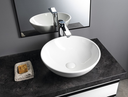 Umywalka ceramiczna nablatowa, średnica 40cm, biały