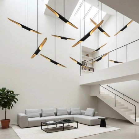 Lampa wisząca BLACK TUBE 100 cm - czarno złota tuba