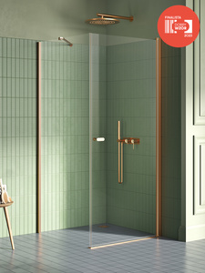 NZ2 Kabina prysznicowa NEW SOLEO COPPER BRUSHED 1D kwadratowa U 70x75x195 szkło czyste 6mm Active Shield