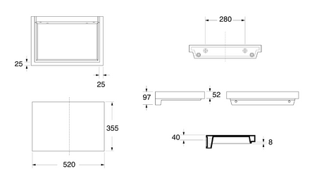 INKA blat ceramiczny 52x35,5cm, czarny połysk