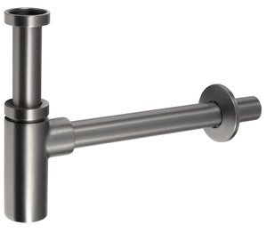 Syfon umywalkowy 5/4", odpływ 32mm, okrągły, gun metal