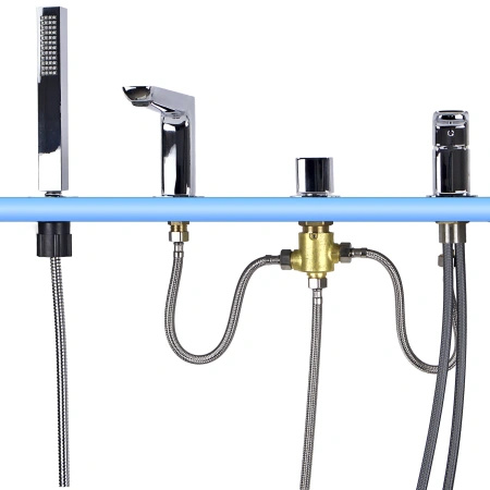 Bateria wannowa 4-otworowa, chrom