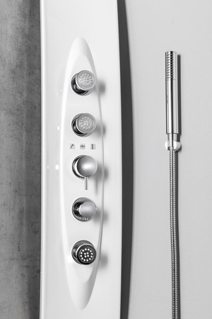 MOLA panel prysznicowy narożny z baterią termostatyczną 210x1300mm, biały