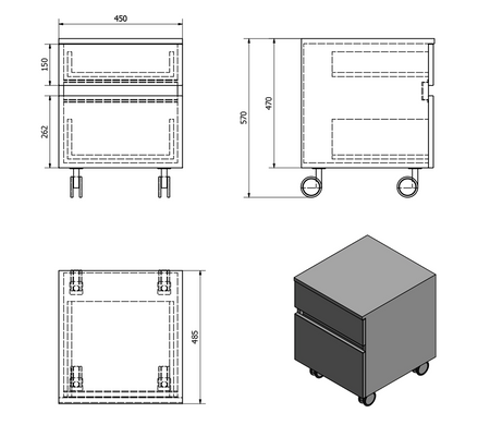 AVICE szafka na kółkach, 2 szuflady, 45x57x48,5cm, biały