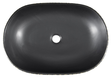 PRIORI umywalka ceramiczna nablatowa 60x40 cm, czarny z niebieskim wzorem