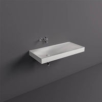 REMAL Umywalka podwieszana & nablatowa 101 x 46 cm R blat z prawej strony MICA WHITE