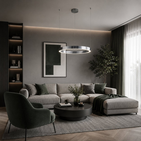 Lampa wisząca CIRCLE 60 cm - LED, ring nikiel szczotkowany