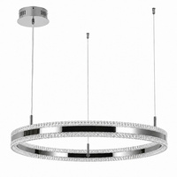 Lampa wisząca ARKADIA LED 80 cm - tytanowa z kryształowym pierścieniem