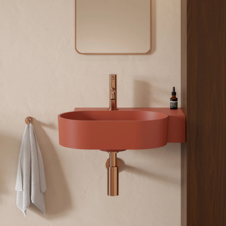 OVO M+ umywalka nablatowa/wisząca - prawa, 55 x 38 cm, teracotta mat