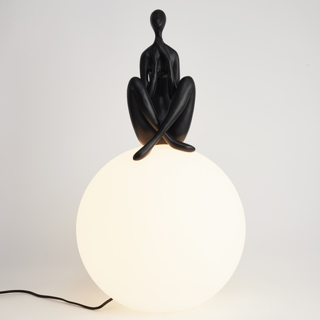 Lampa stołowa WOMAN-3 ,47 cm -czarna figura,biały klosz