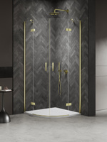 Kabina NESTA LIGHT GOLD 2D półokrągła  90x90x200 czyste 6mm Active Shield 2.0