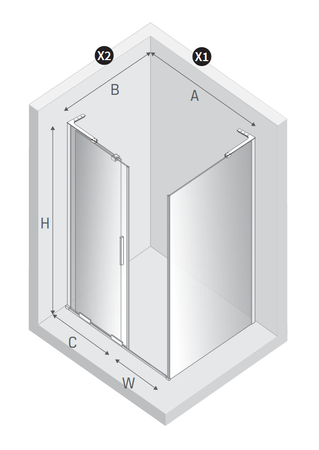 Kabina prysznicowa SMART BLACK 1D prostokątna U 100x80x200 szkło czyste 8mm Active Shield 2.0 -WSPORNIK KĄTOWY