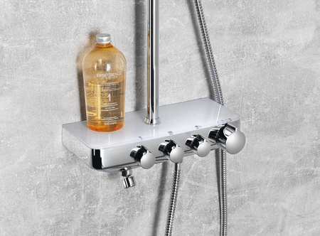 FARRAO zestaw prysznicowy z baterią, wylewka, chrom