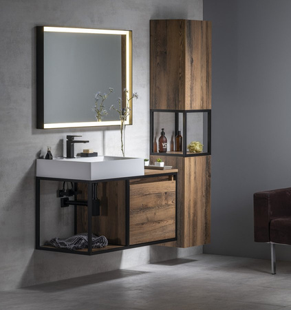 SKARA szafka pod umywalkę 100x49,5x46,5cm, czarny mat/dąb Collingwood