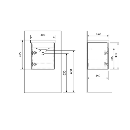 ELLA szafka umywalkowa 37,5x43x34cm, drzwiczki, lewa, biała