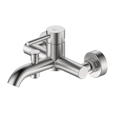 Bateria wannowa ścienna z przełącznikiem natrysku, stal szczotkowana