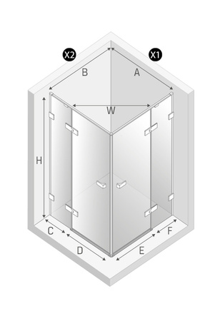 Kabina prysznicowa OXIA COPPER BRUSHED 2D kwadratowa 80x80x200 szkło czyste 8mm Active Shield 2.0