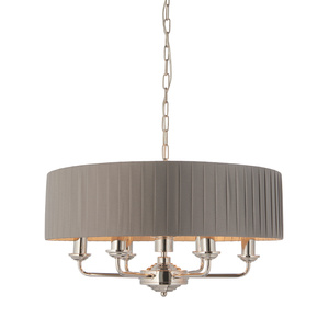 Highclere 6 Pendant Lght Nckel & Chrcoal 300-780mm