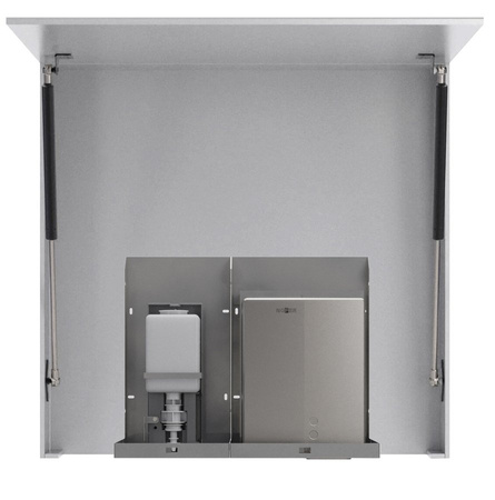 BASIC Szafka z lustrem 80cm z automatycznym dozownikiem mydła i suszarką do rąk