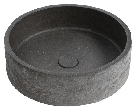 ISPIR betonowa umywalka z odpływem, 40cm, czarny granit