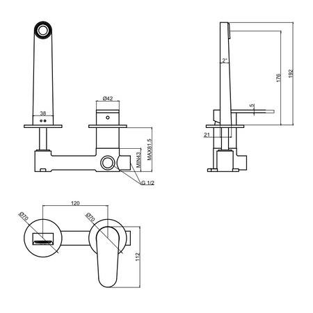 Bateria umywalkowa podtynkowa Cetus Matt Black